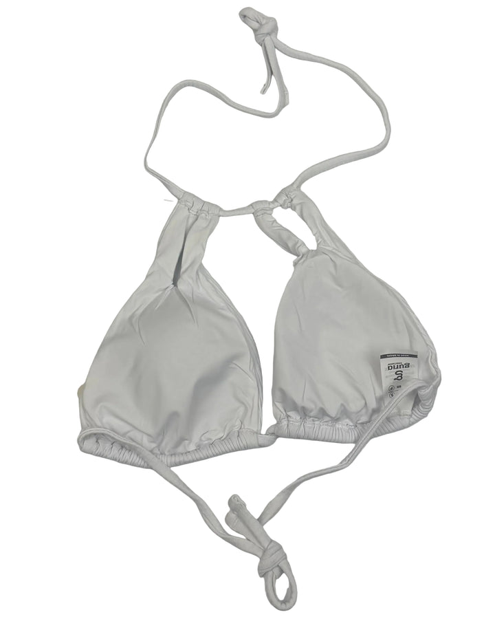 White Ribbed Cut Out Bikini Top - Small