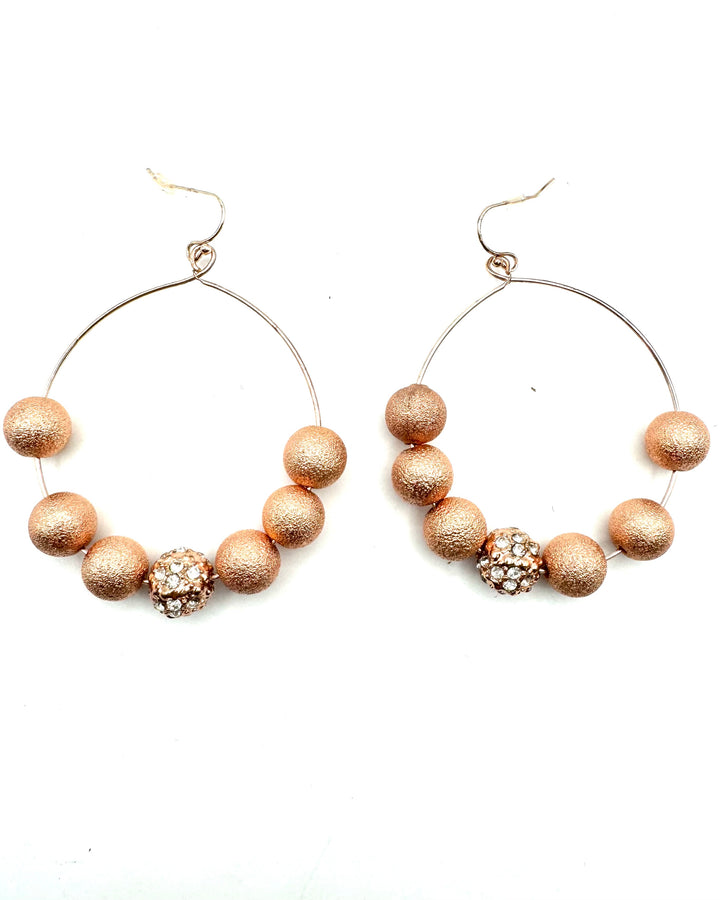 Rose Gold Beaded Hoop Earrings