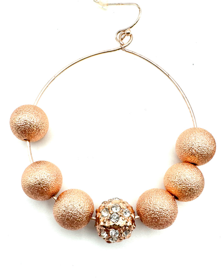 Rose Gold Beaded Hoop Earrings