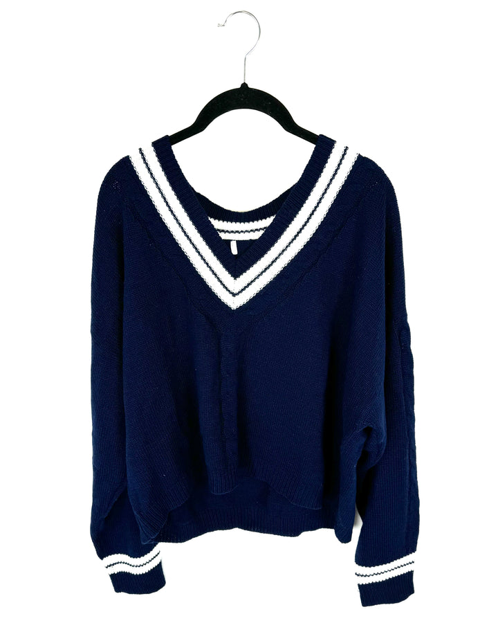 Navy Blue V-Neck Sweater - Size 4/6