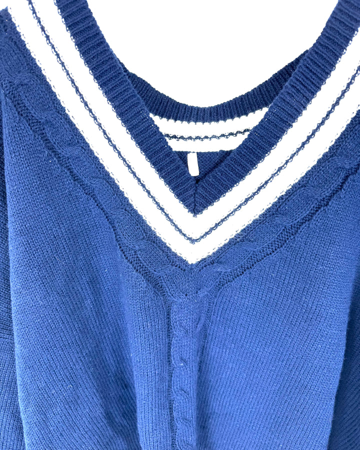 Navy Blue V-Neck Sweater - Size 4/6