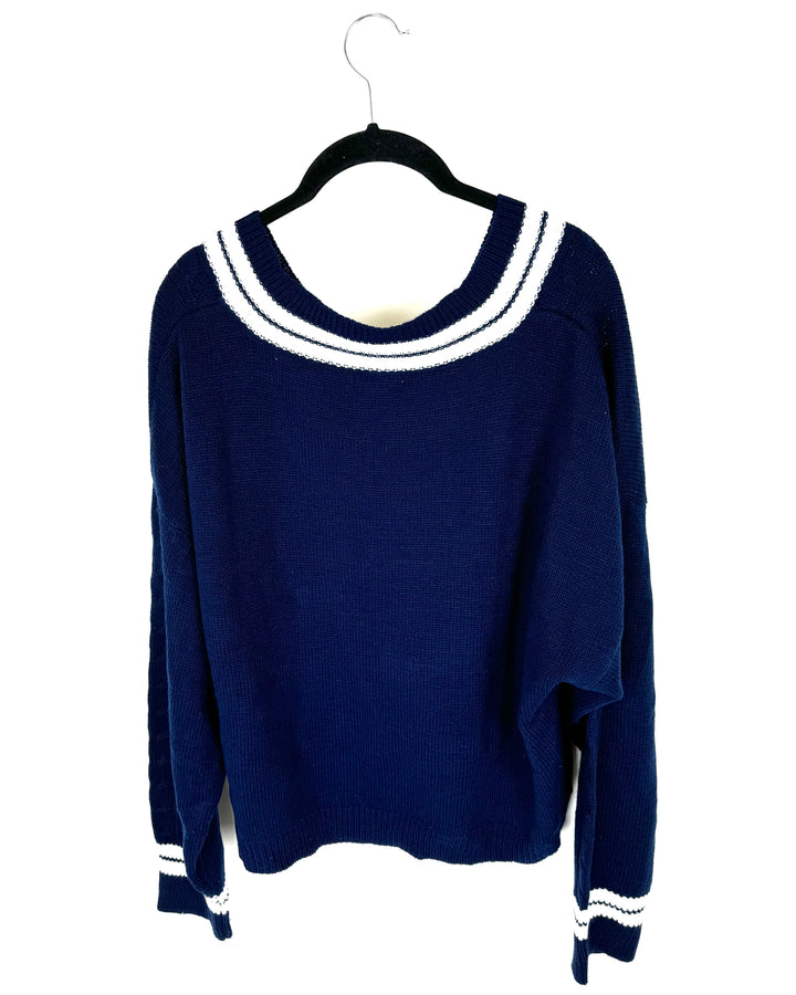 Navy Blue V-Neck Sweater - Size 4/6