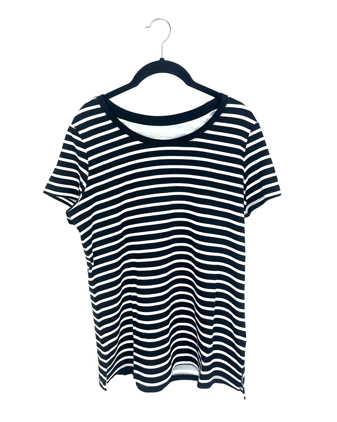 Striped Black & White Short Sleeve Top - Size 6/8