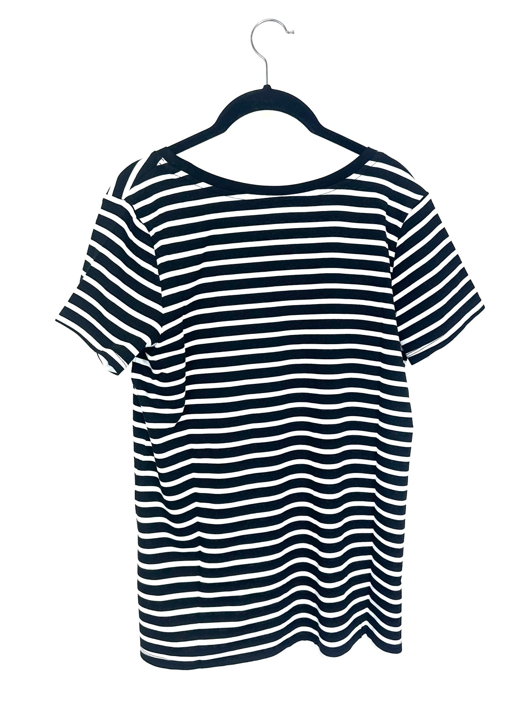 Striped Black & White Short Sleeve Top - Size 6/8