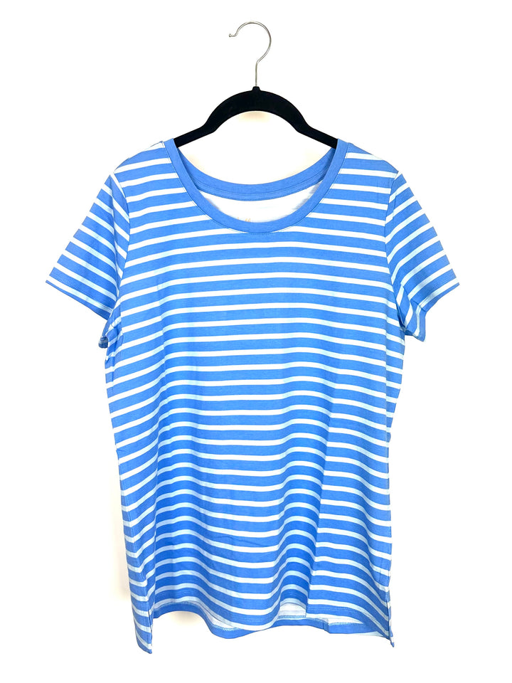 Striped Blue Short Sleeve Top - Size 6/8