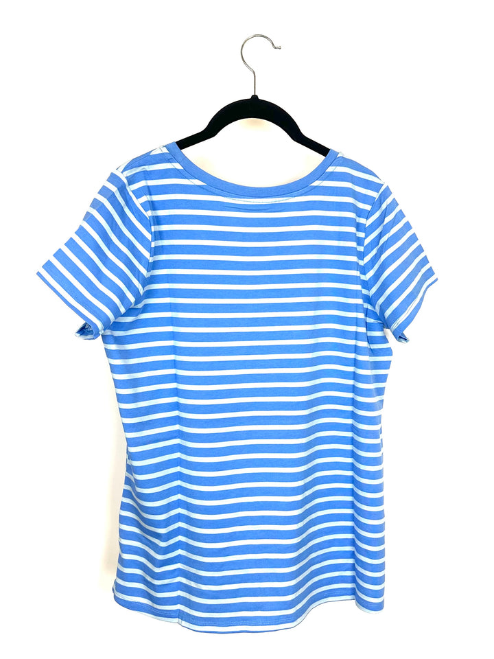 Striped Blue Short Sleeve Top - Size 6/8