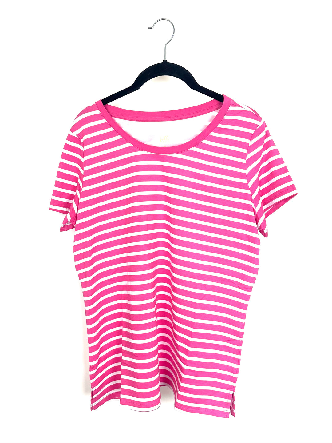 Striped Pink & White Short Sleeve Top - Size 6/8