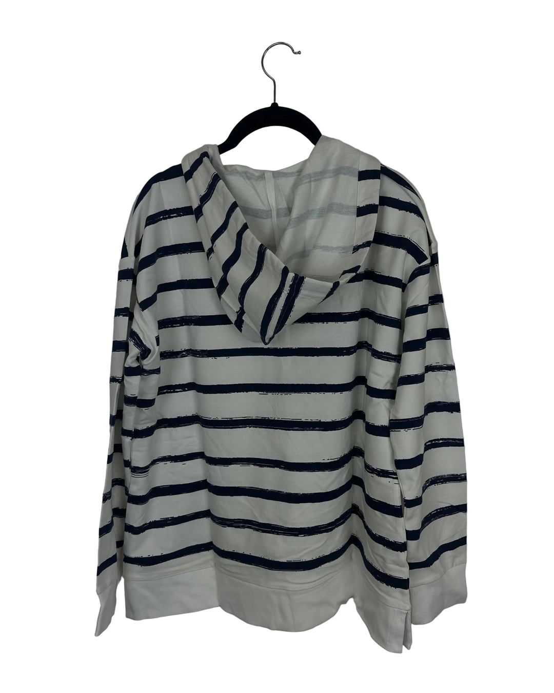 Dark Blue & White Long Sleeve Top With Hood - Size 6/8