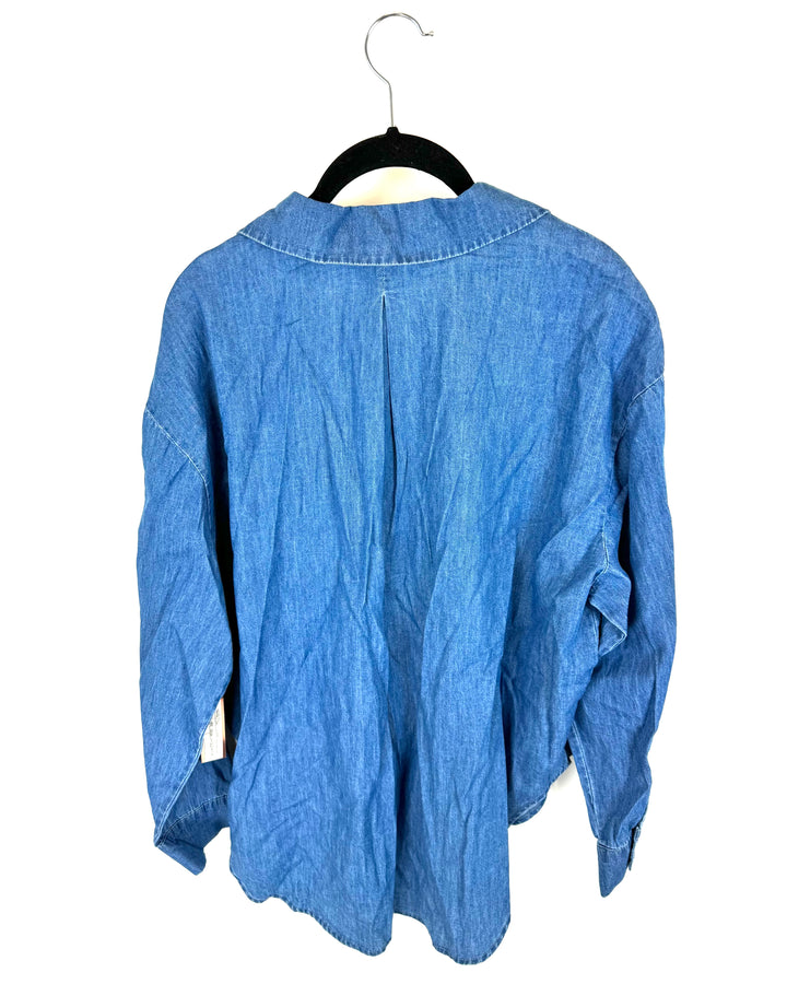 Light Denim Blue Button Down Shirt - Size 6/8