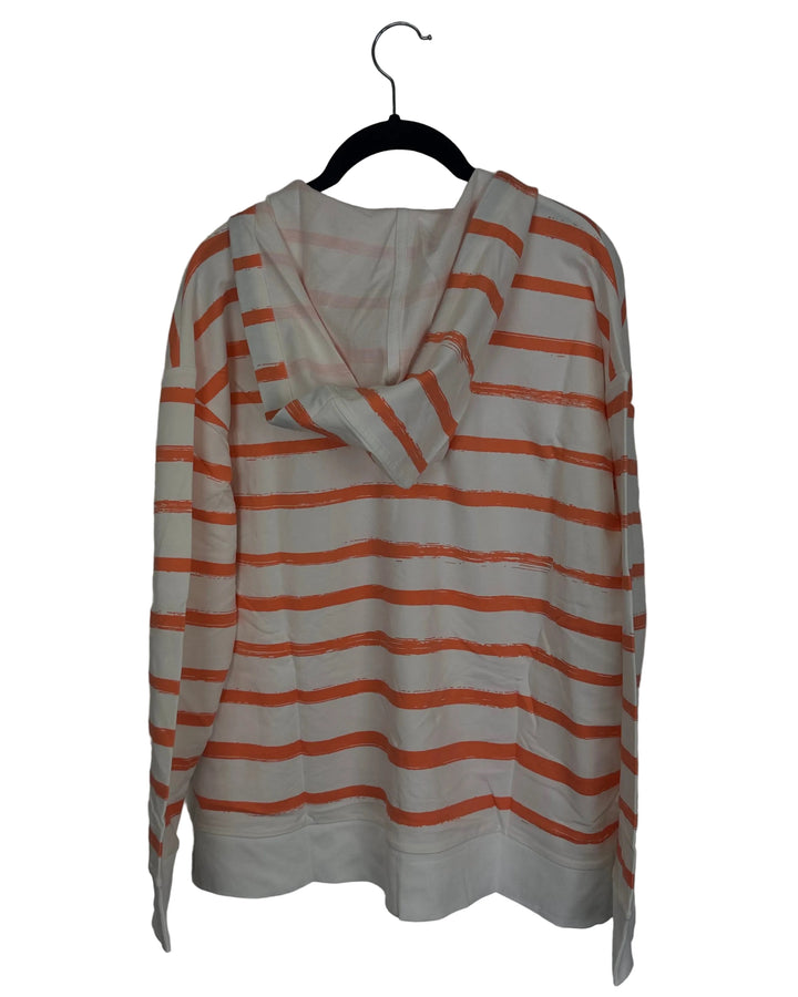 Orange & White Long Sleeve Top With Hood - Size 6/8