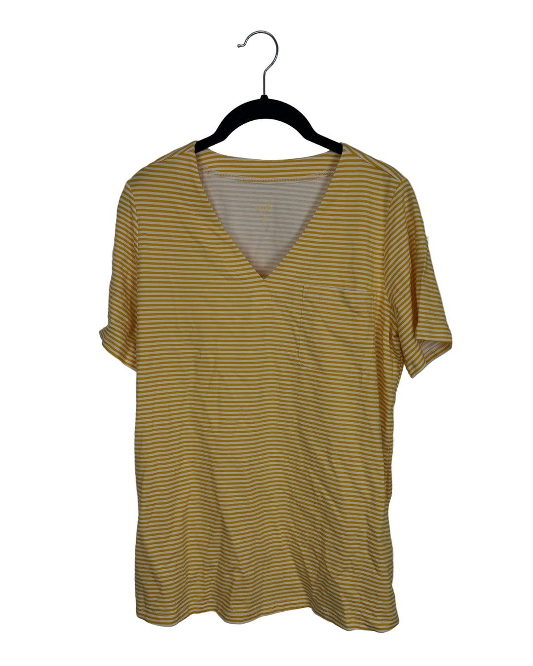 Dark Yellow and White Striped Short Sleeve Shirt - Size 6/8