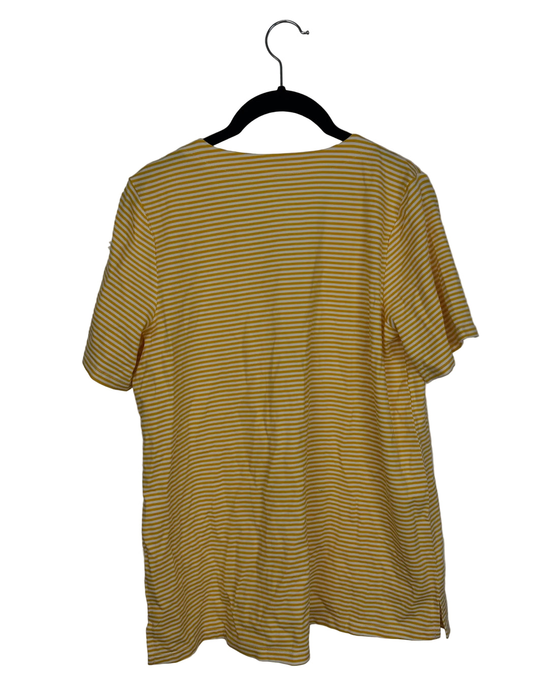 Dark Yellow and White Striped Short Sleeve Shirt - Size 6/8