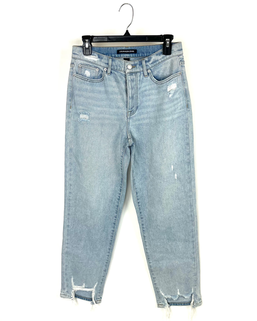 Light Wash Distressed High Rise Mom Jeans - Size 28