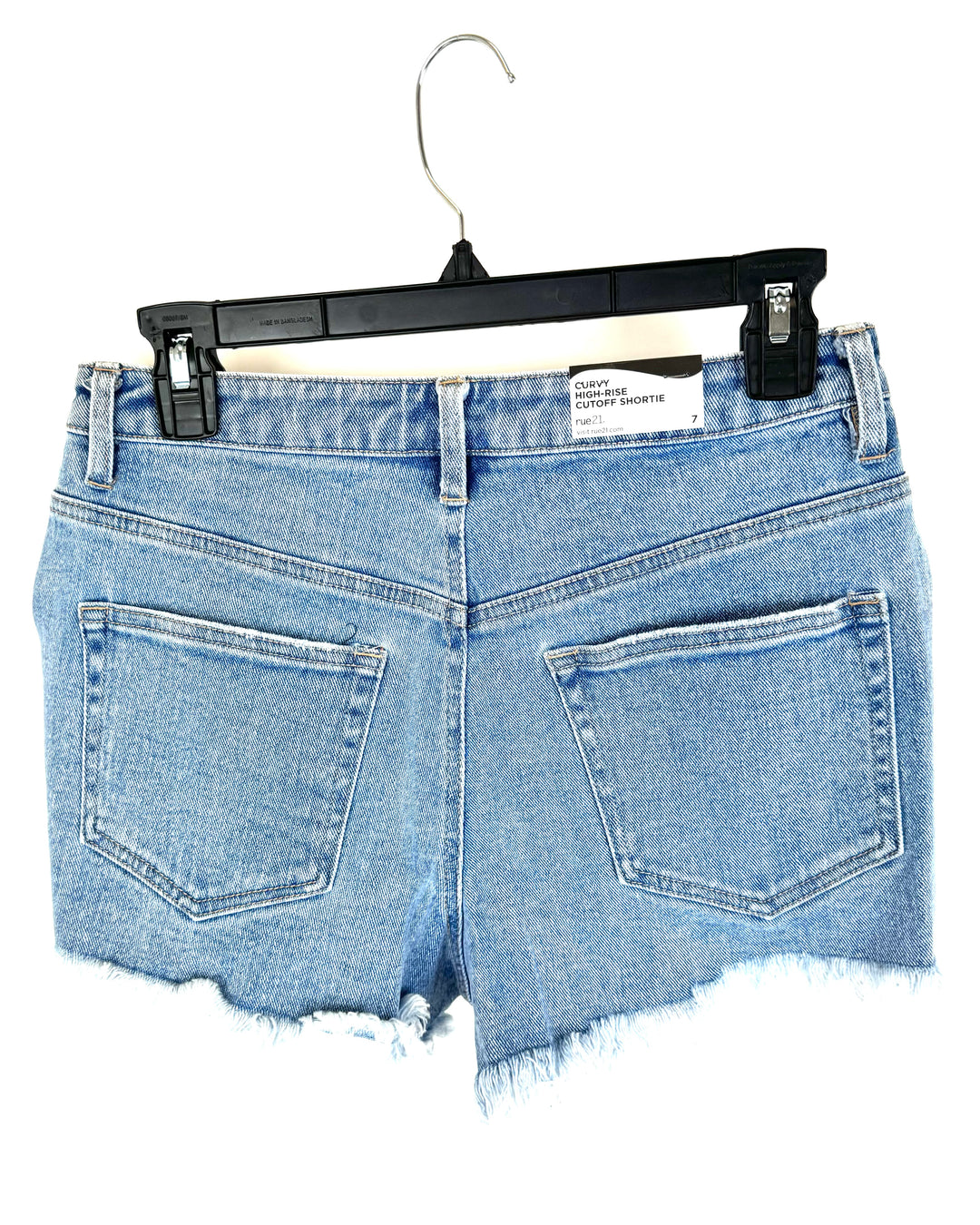 Light Wash Denim Curvy High-Rise Distressed Shorts - Size 7