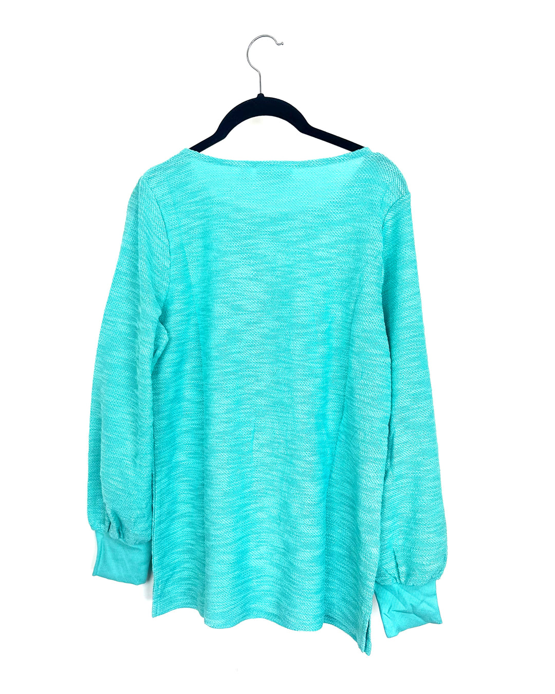 Textured Teal & Floral Long Sleeve Top - Size 6/8
