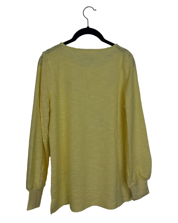 Textured Yellow & Floral Long Sleeve Top - Size 6/8