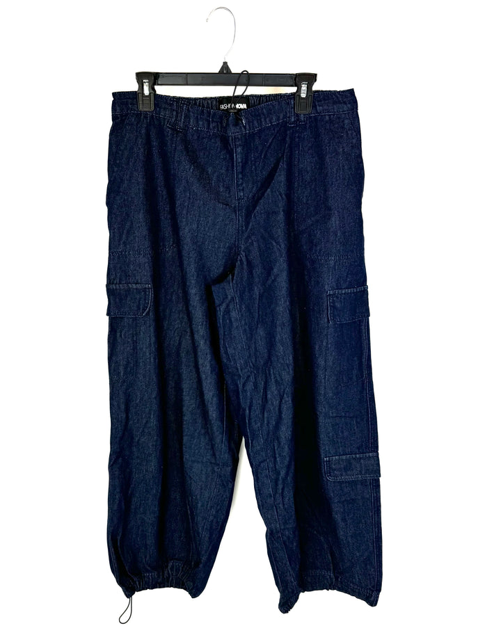 Dark Blue Denim Cargo Pants - Size 1X