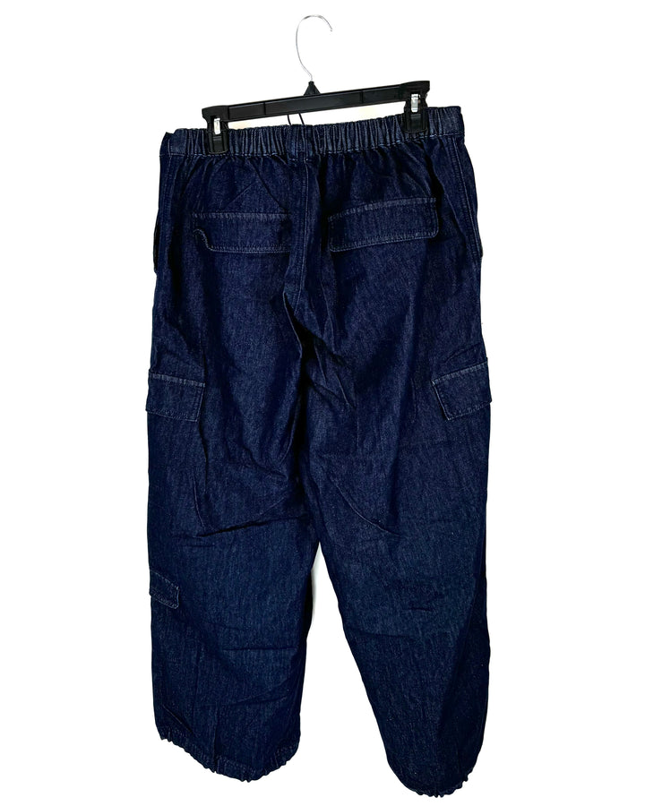Dark Blue Denim Cargo Pants - Size 1X