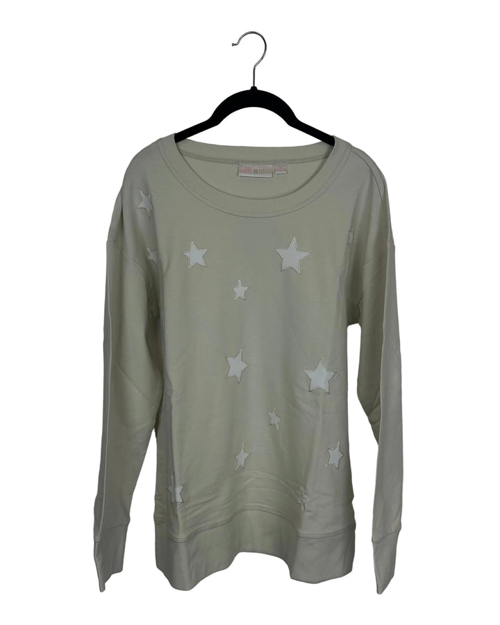 Ivory Star Print Long Sleeve Top - Size 6/8