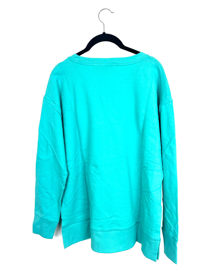 Teal Star Print Long Sleeve Top - Size 6/8