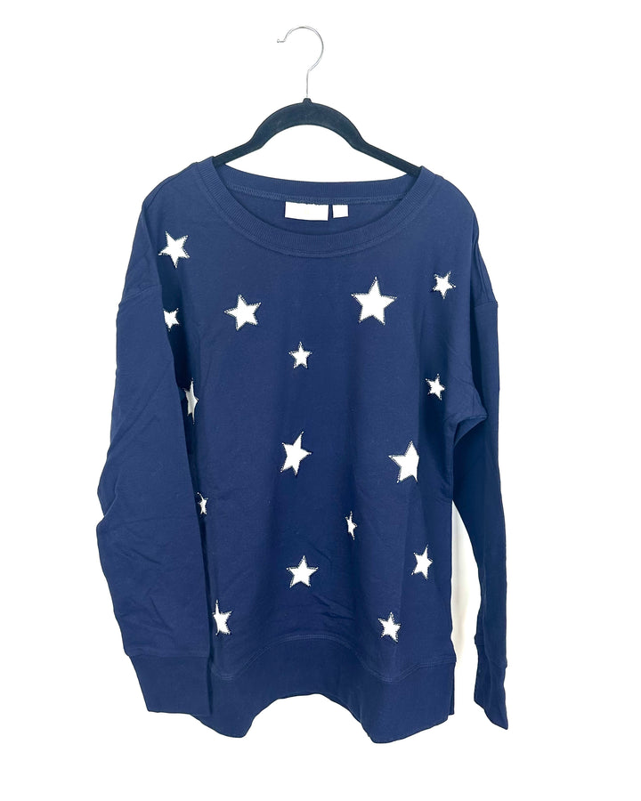 Navy Blue Star Long Sleeve Top - Size 6/8