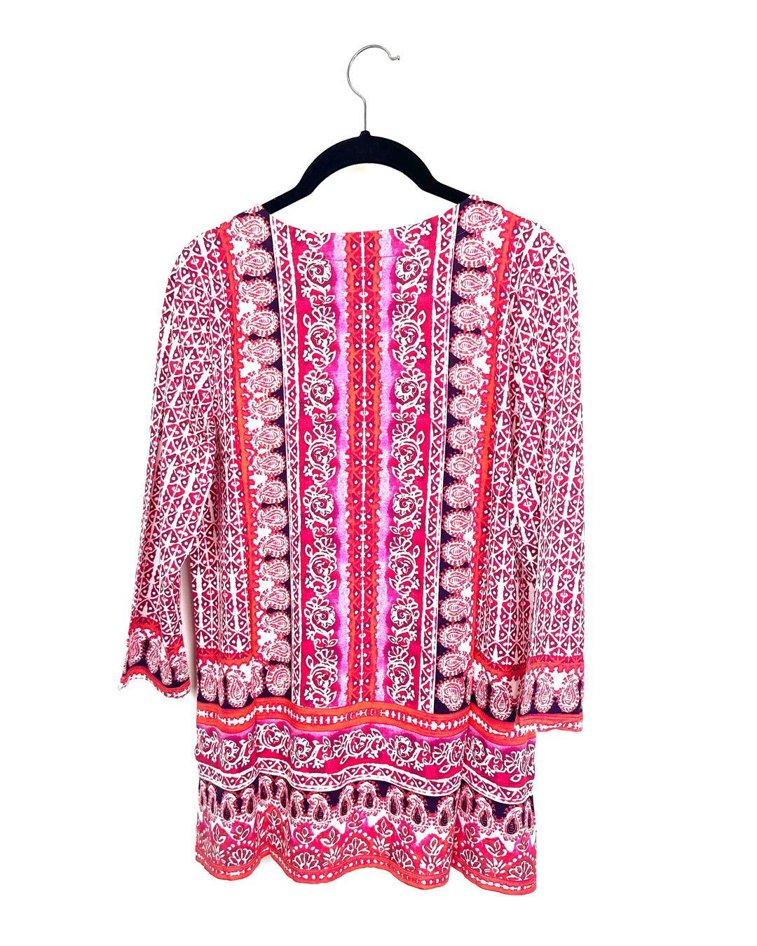 Pink & Purple Abstract Quarter Length Sleeve Top - Size 6/8