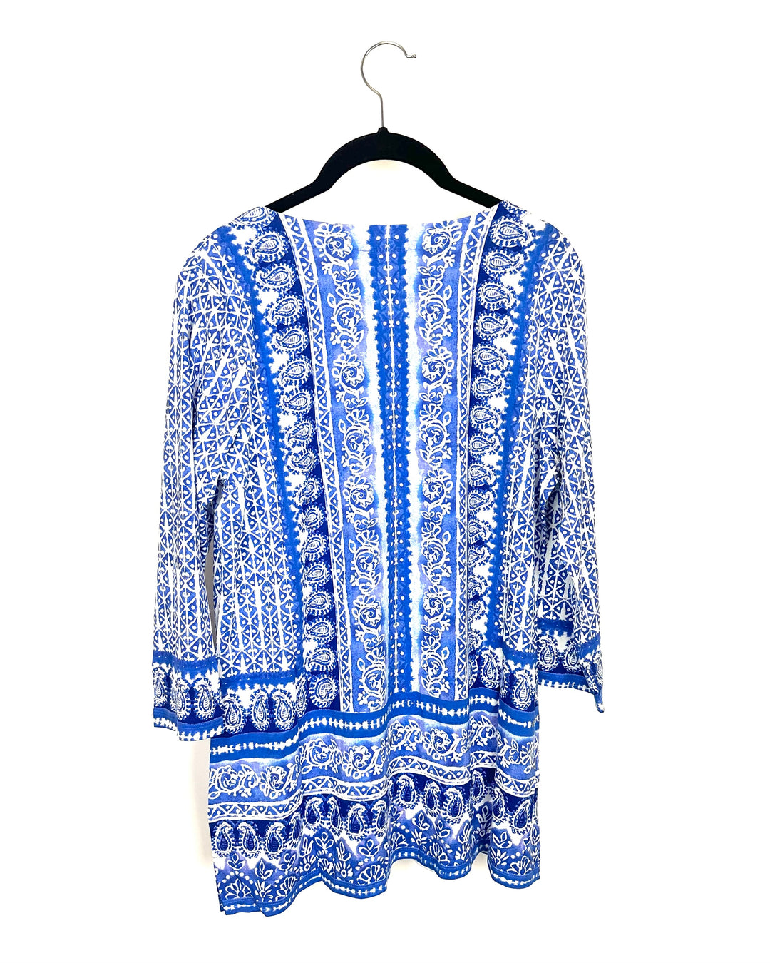 Blue Abstract Quarter Length Sleeve Top - Size 6/8