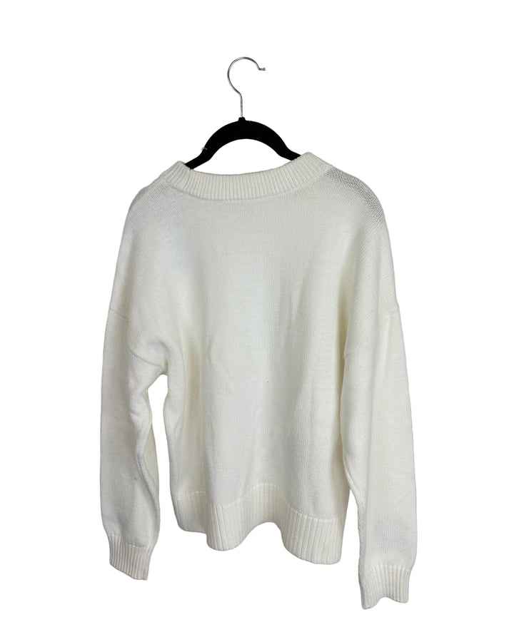 White Embroidered Sweater - Size 4/6