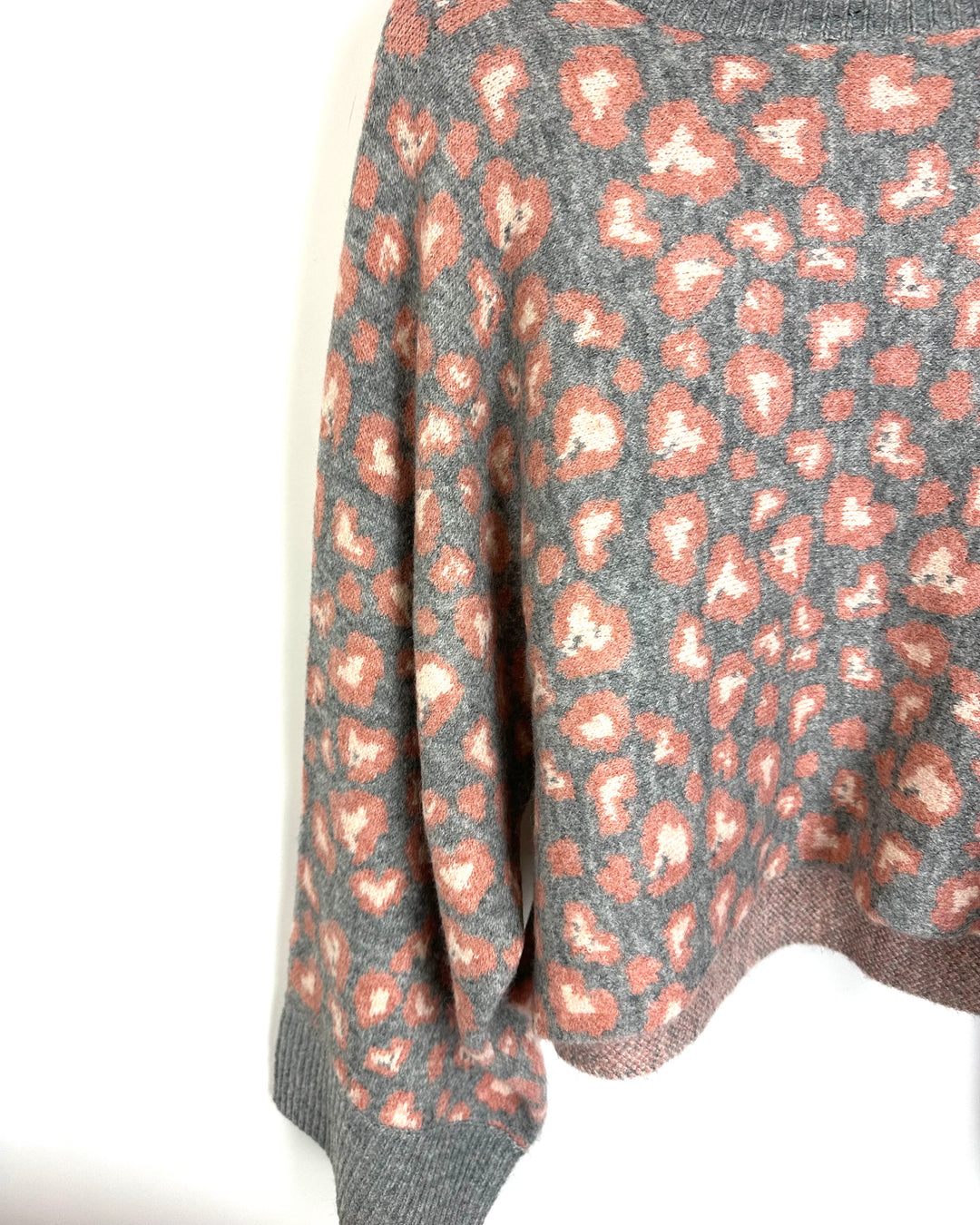 Grey and Pink Floral Sweater - Size 6/8