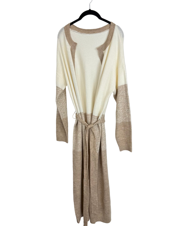 Cream & Tan Long Cardigan - Size 6/8