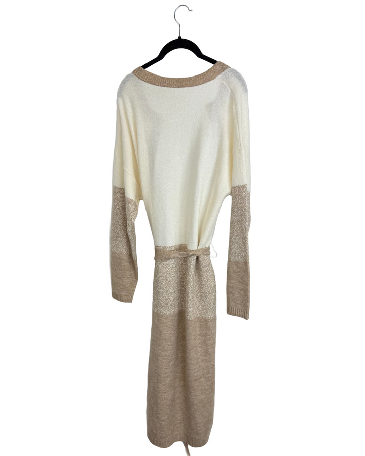 Cream & Tan Long Cardigan - Size 6/8