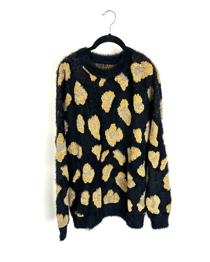 Black Fuzzy Gold Metallic Sweater - Size 6/8