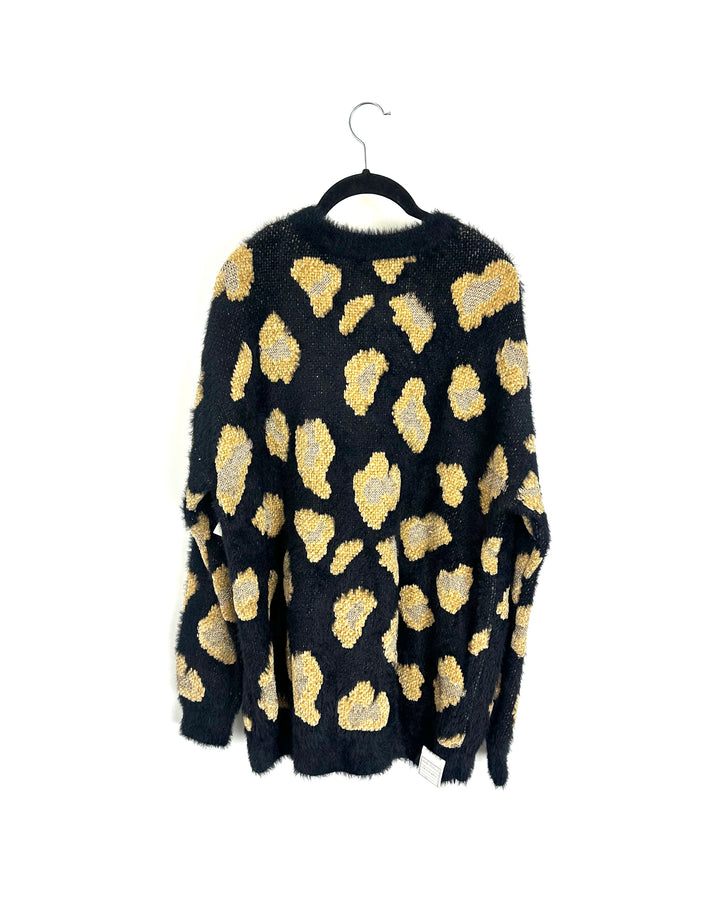 Black Fuzzy Gold Metallic Sweater - Size 6/8