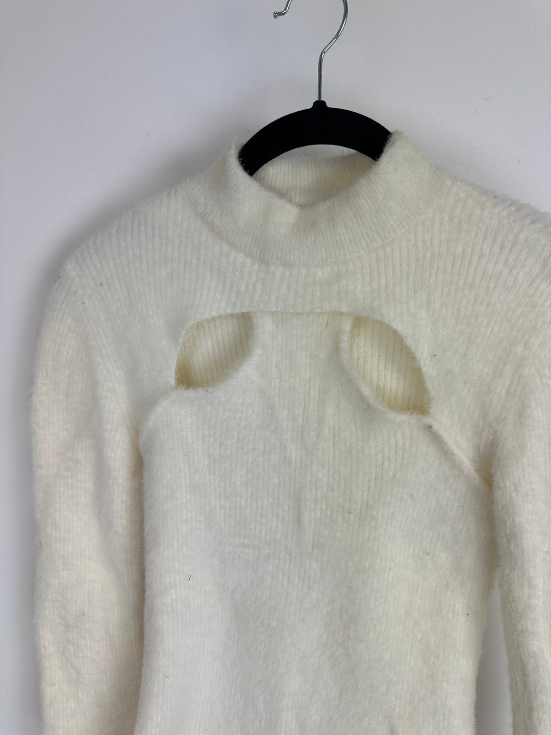 Cream Fuzzy Cutout Sweater - Size 2/4