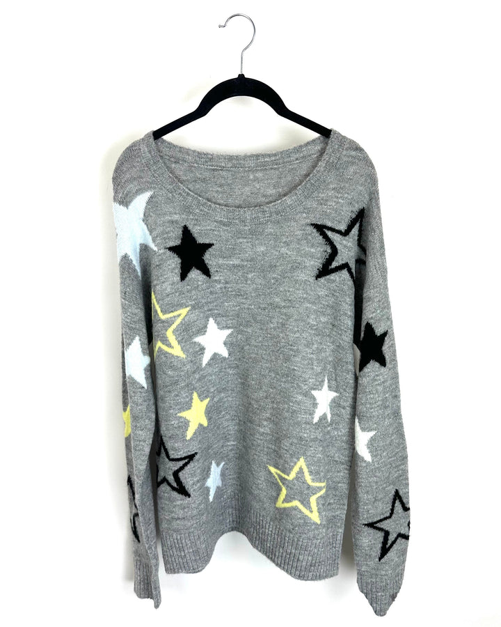 Gray Sweater with Stars - Size 6/8