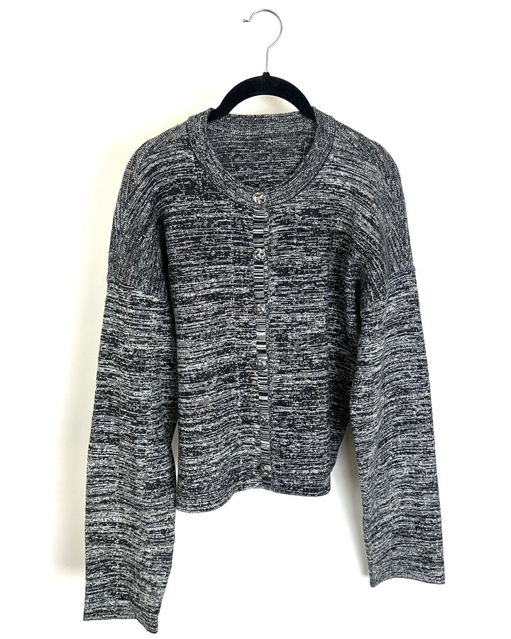 Grey and Black Silver Button Cardigan - Size 4/6