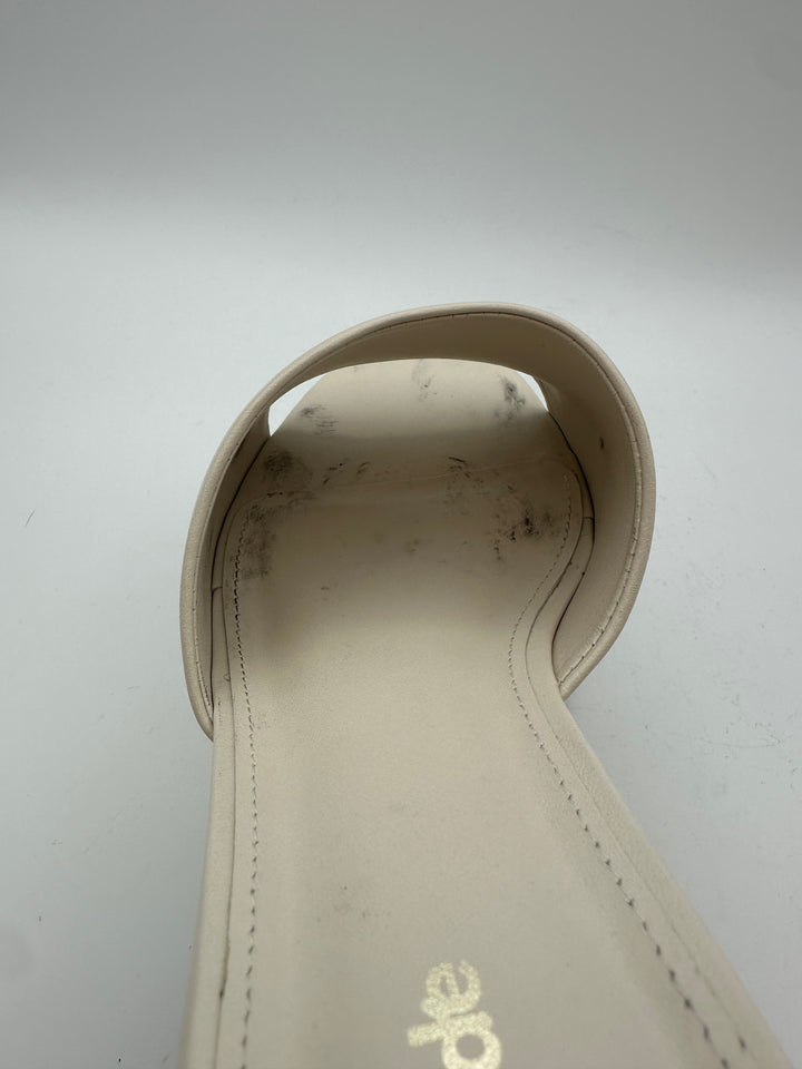 Cream Leather Platform Sandal - Size 6.5, 7, 9.5, and 10