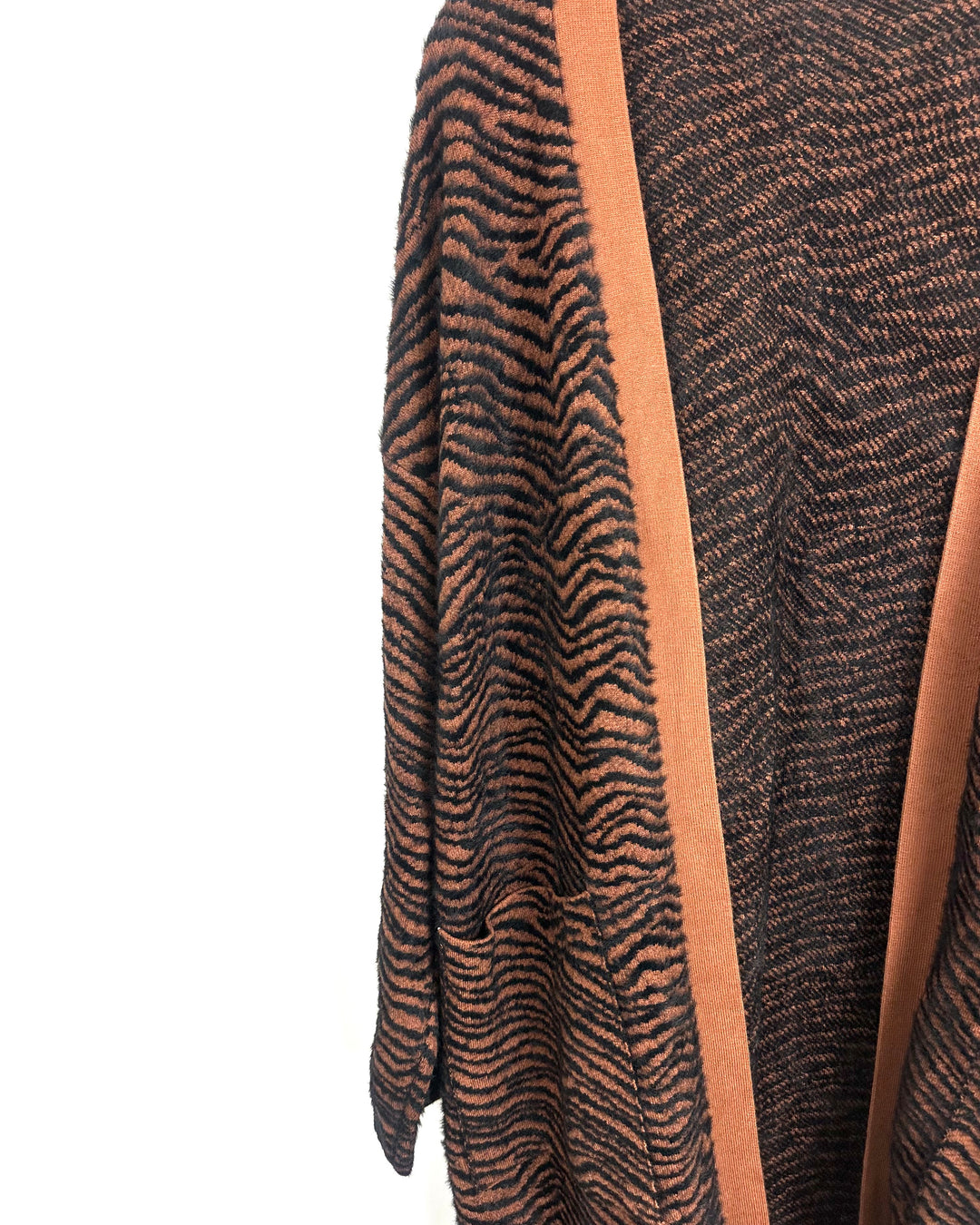 Burnt Orange and Black Stripped Cardigan - Size 8/10