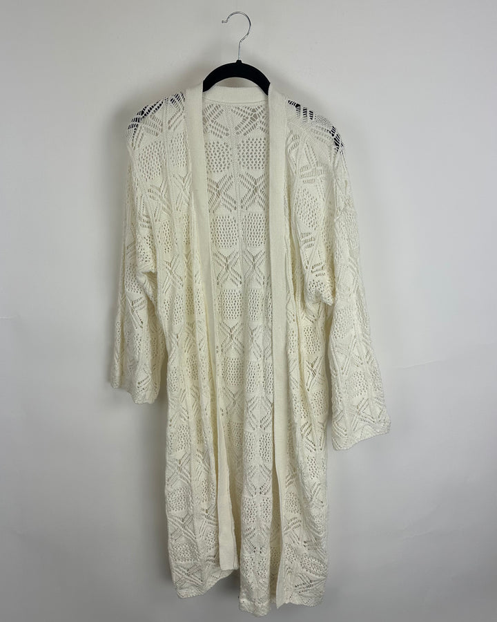 Beige Open Knit Cardigan - Size 2/4