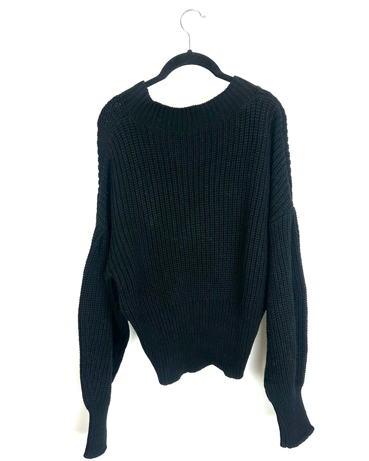 Chunky Black V Neck Sweater - Size 2/4