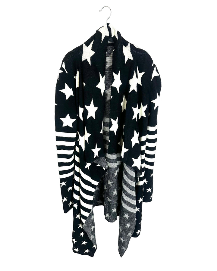 Black Star Print Cardigan - Size 4/6
