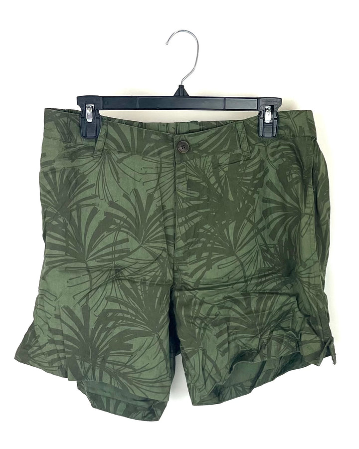 MENS Olive Tropical Print Shorts - Medium - Various Inseams