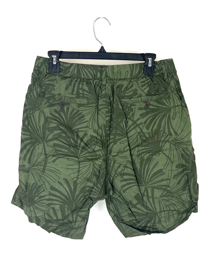 MENS Olive Tropical Print Shorts - Medium - Various Inseams