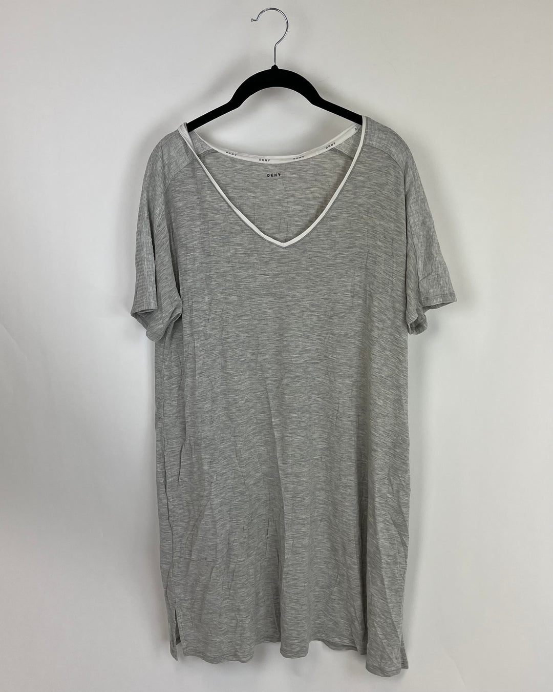 Grey with White Neckline Nightgown - Small
