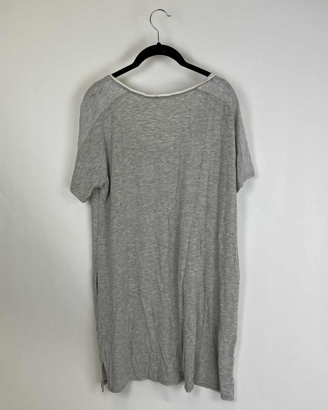 Grey with White Neckline Nightgown - Small