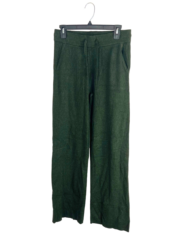 Army Green Ribbed Sweatpants - Size 0/2