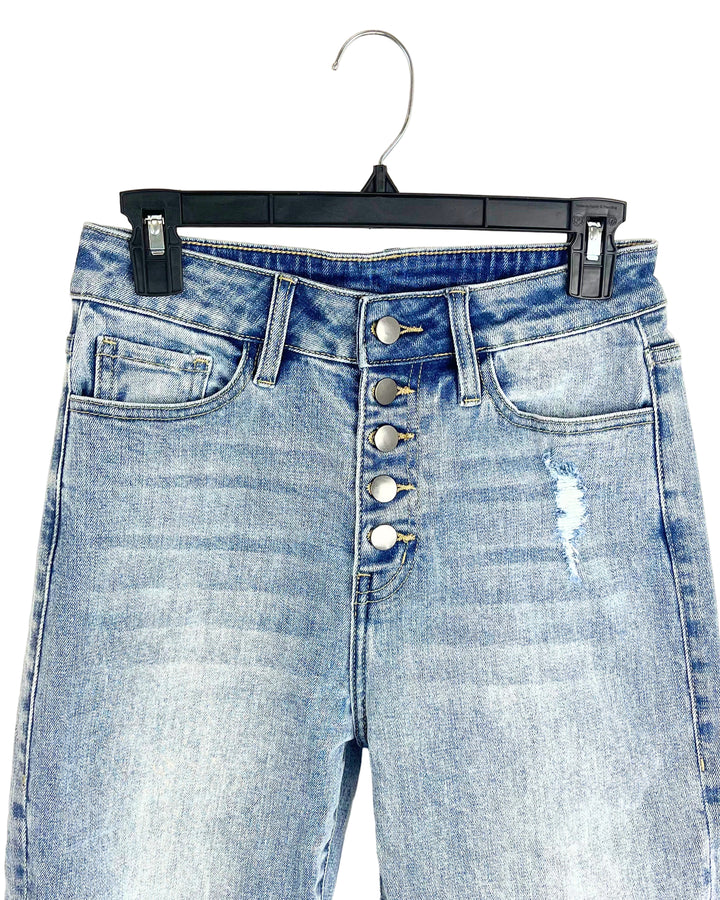 Distressed Button Up Jeans - Size 0/2