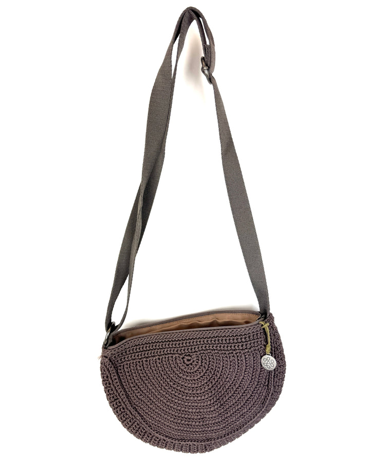 Light Brown Rounded Crochet Crossbody Bag