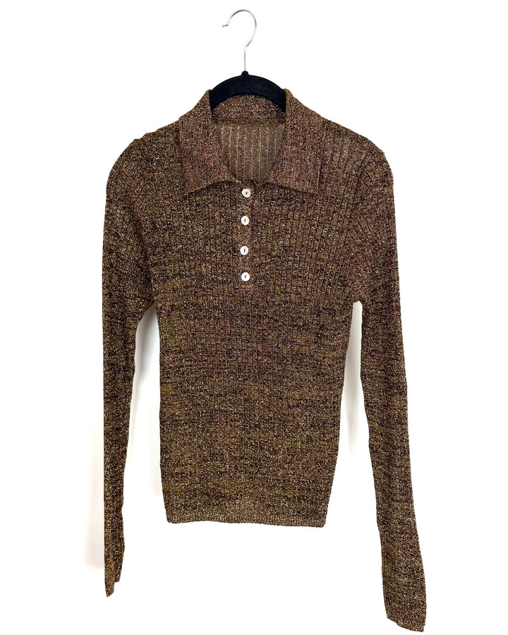Bronze and Gold Metallic Top - Size 4/6