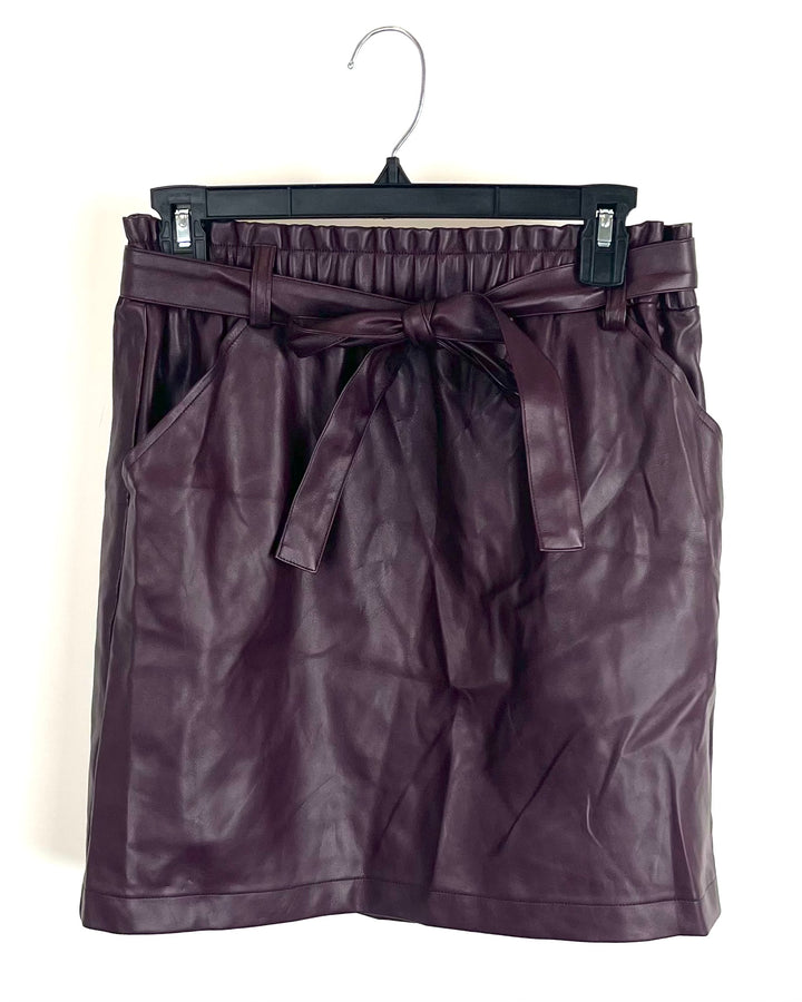 Burgundy Skirt With Tie Belt - Small